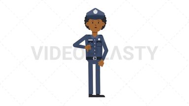 Black Policeman Disapprove Stock Animation