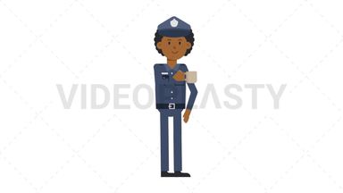Black Policeman Drinking Coffee Stock Animation