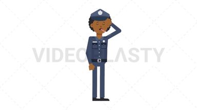 Black Policeman Fever Stock Animation