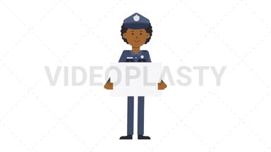 Black Policeman Holding Poster Stock Animation