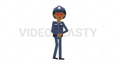 Black Policeman In Love Stock Animation
