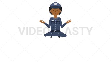 Black Policeman Meditating Stock Animation