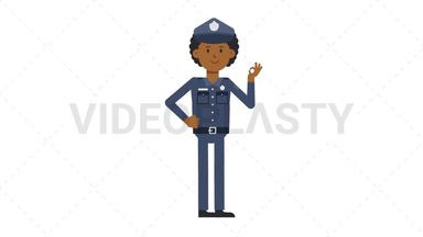 Black Policeman Ok Stock Animation