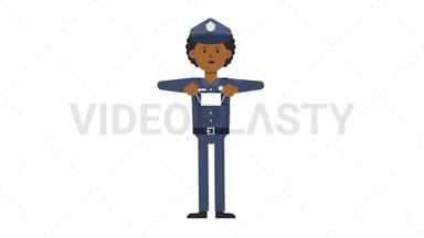 Black Policeman Putting on Face Mask Stock Animation