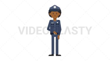 Black Policeman Sad Stock Animation