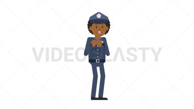 Black Policeman Scared Stock Animation