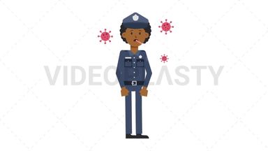 Black Policeman Sick with Covid Stock Animation