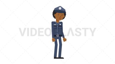 Black Policeman Sleepy Stock Animation