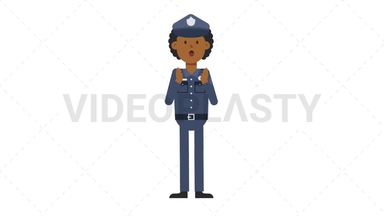 Black Policeman Surprised Stock Animation