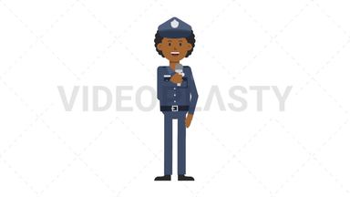 Black Policeman Talking on Microphone Stock Animation