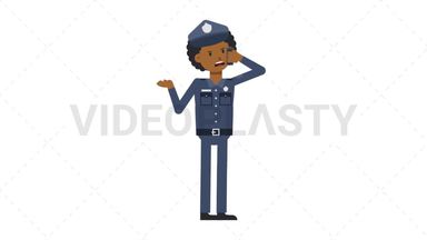Black Policeman Talking on the Phone Angry Stock Animation