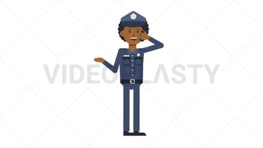 Black Policeman Talking on the Phone Happy Stock Animation