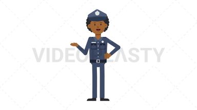 Black Policeman Talking Stock Animation