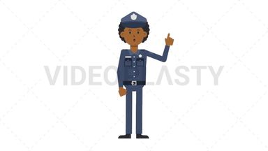Black Policeman Thinking Stock Animation