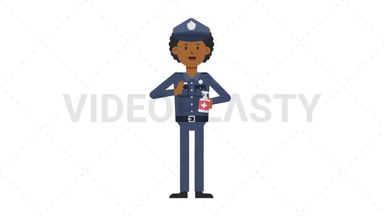 Black Policeman Using Disinfectant Spray Stock Animation