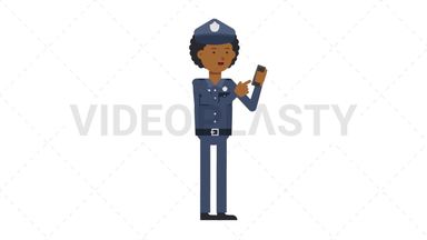 Black Policeman Using Phone Stock Animation