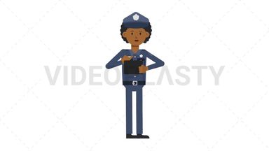 Black Policeman Using Tablet Happy Stock Animation