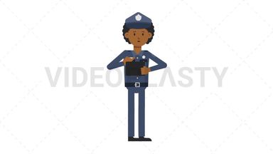Black Policeman Using Tablet Sad Stock Animation