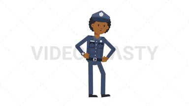 Black Policeman Waiting Stock Animation