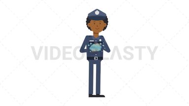 Black Policeman Washing Hands Stock Animation