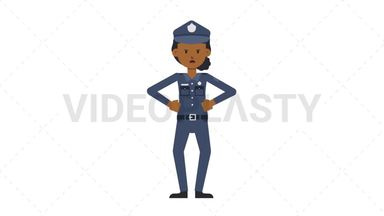 Black Policewoman Angry Stock Animation