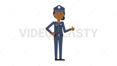Black Policewoman Approve Stock Animation