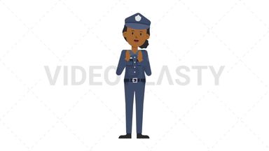 Black Policewoman Clapping Stock Animation