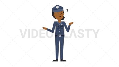 Black Policewoman Confused Stock Animation