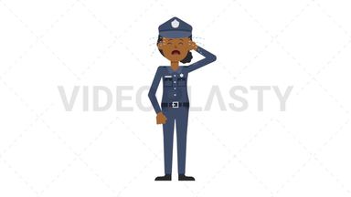 Black Policewoman Crying Stock Animation