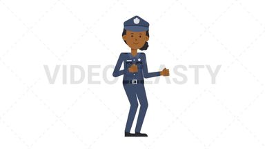 Black Policewoman Dancing Stock Animation
