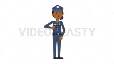 Black Policewoman Disapprove Stock Animation