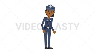 Black Policewoman Dizzy Stock Animation