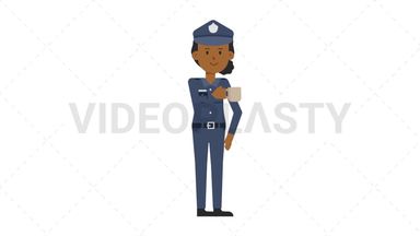 Black Policewoman Drinking Coffee Stock Animation