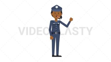Black Policewoman Fever Stock Animation