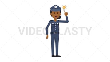 Black Policewoman Idea Stock Animation