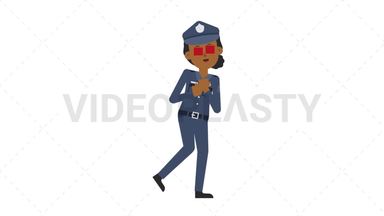 Black Policewoman In Love Stock Animation