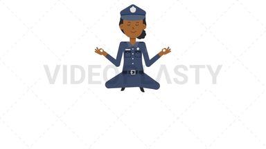 Black Policewoman Meditating Stock Animation