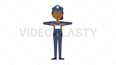 Black Policewoman Putting on Face Mask Stock Animation