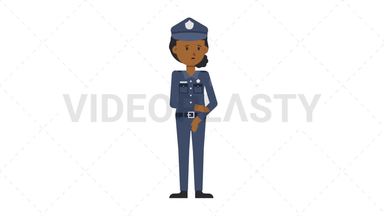 Black Policewoman Sad Stock Animation