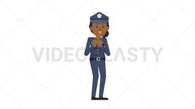 Black Policewoman Scared Stock Animation