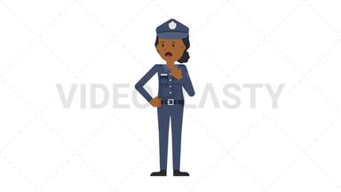 Black Policewoman Shortness of Breath Stock Animation