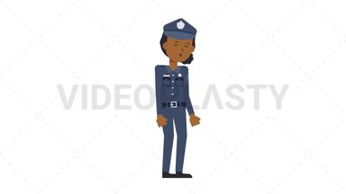 Black Policewoman Sleepy Stock Animation