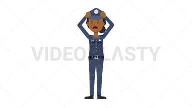 Black Policewoman Stressed Stock Animation