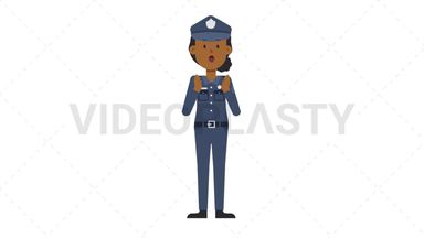 Black Policewoman Surprised Stock Animation