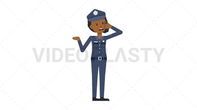 Black Policewoman Talking on the Phone Angry Stock Animation