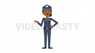 Black Policewoman Talking Stock Animation