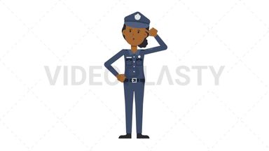 Black Policewoman Thinking Stock Animation