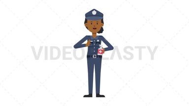 Black Policewoman Using Disinfectant Spray Stock Animation