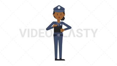 Black Policewoman Using Tablet Sad Stock Animation