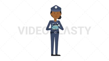 Black Policewoman Washing Hands Stock Animation